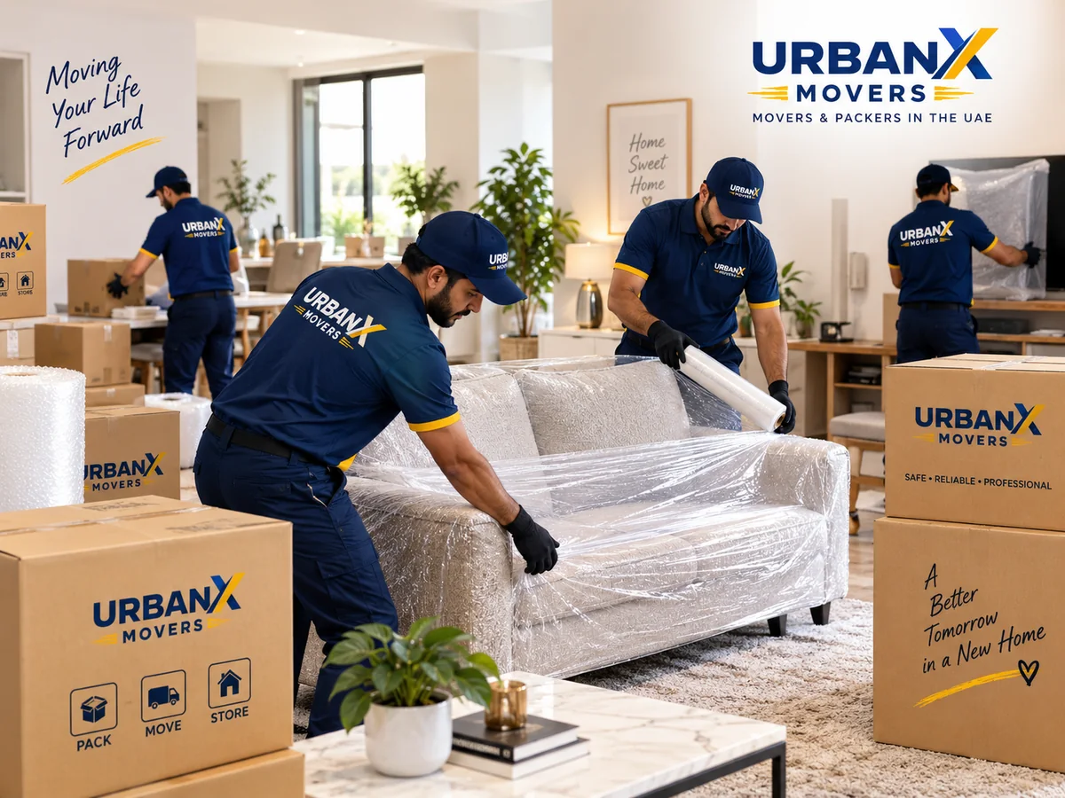 UrbanX Movers team packing furniture inside a home